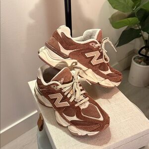 Trending New Balance unisex 9060 Tan and Cream Sneakers size 8 wmn / 6.5 men